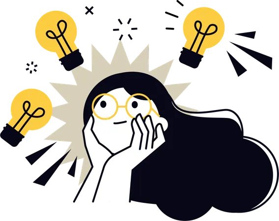 Female thinking about Creative Idea  Illustration