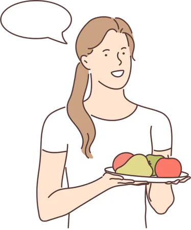 Female thinking about fruit  Illustration