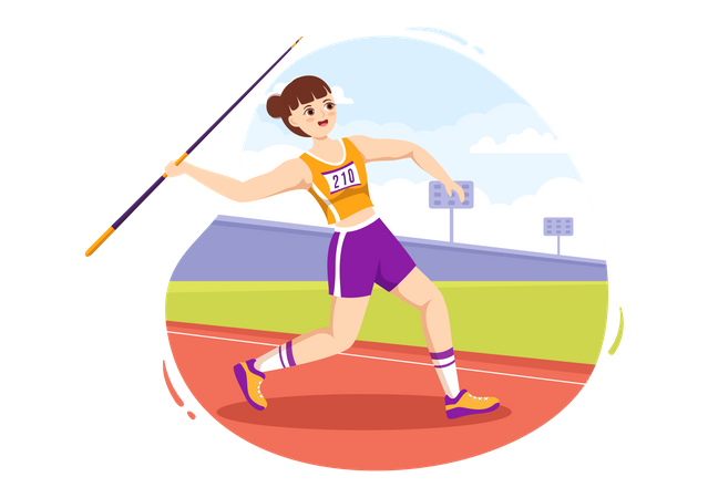 Female throwing javelin Illustration