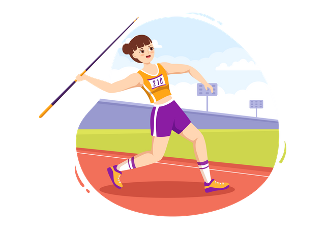 Female throwing javelin  Illustration