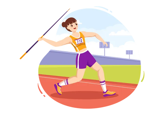 Female throwing javelin  Illustration