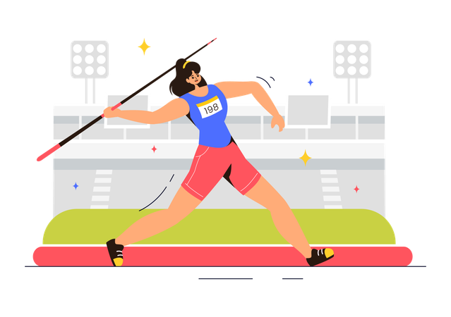 Female Throwing Javelin  Illustration