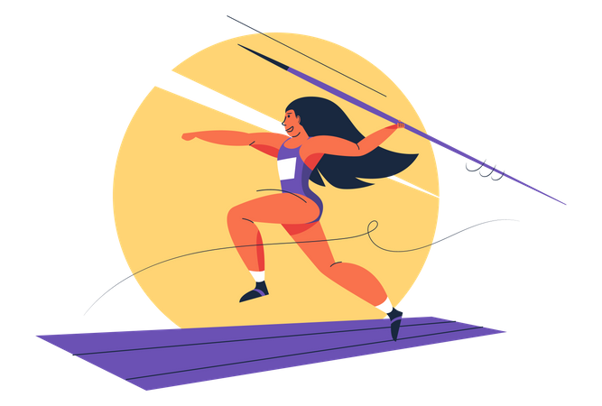 Female Throwing the Javelin Illustration