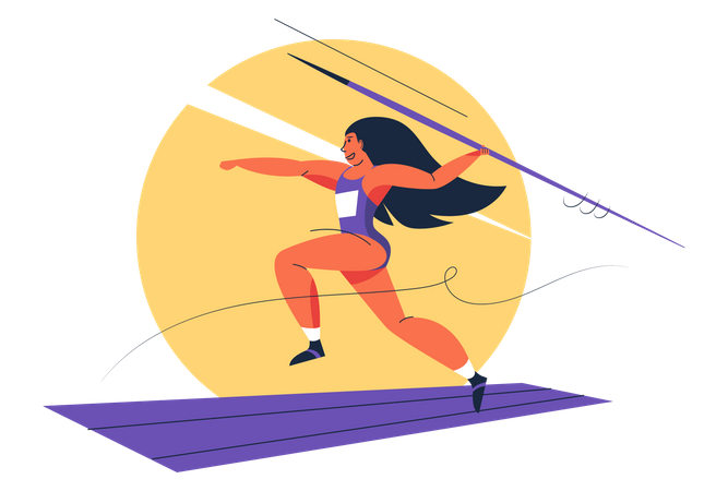 Female Throwing the Javelin  Illustration