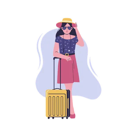 Woman Travel Illustration Concept Vector Flat Illustration Illustration