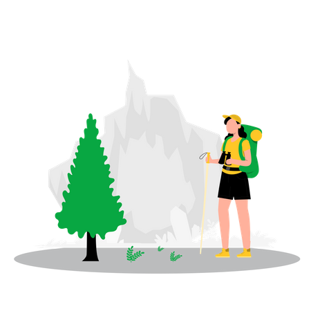 Female tourist exploring site  Illustration