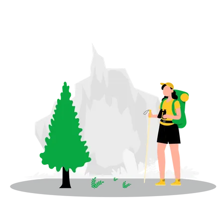 Female tourist exploring site  Illustration