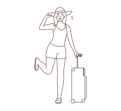 Female tourist going for summer trip  Illustration