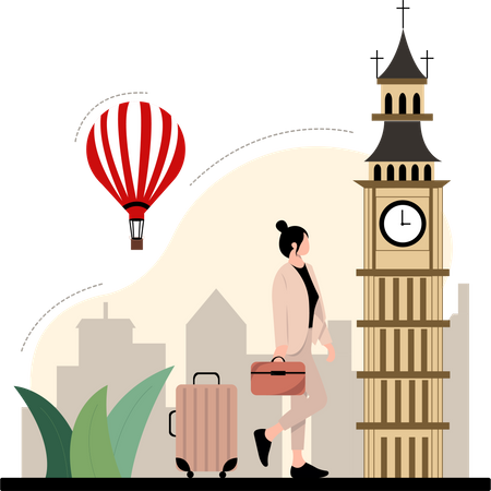 Female Tourist going Global Travel  Illustration