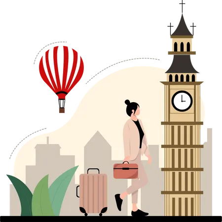 Female Tourist going Global Travel  Illustration