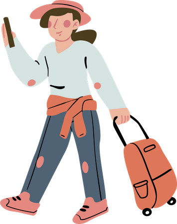 Female tourist going on vacation  Illustration