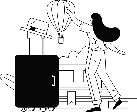 Female Tourist going on worldwide excursion  Illustration