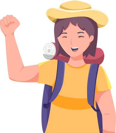 Female Tourist with Backpack Illustration
