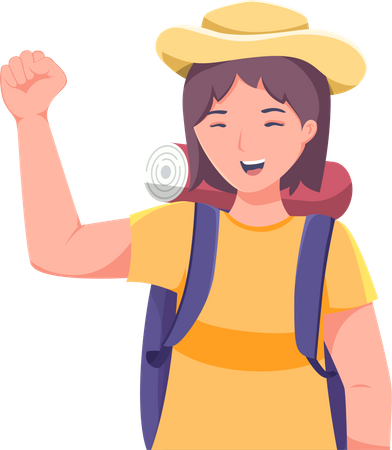 Female Tourist with Backpack  Illustration