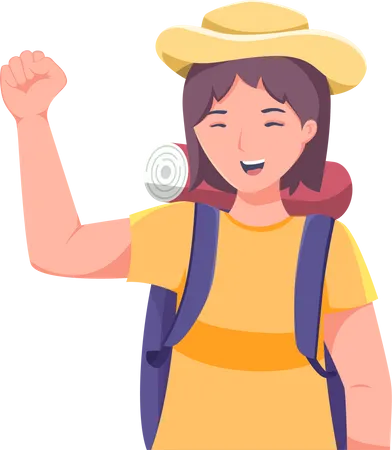 Female Tourist with Backpack  Illustration