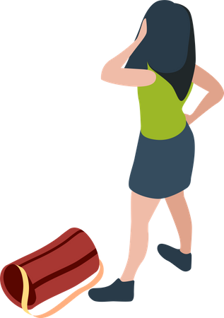 Female tourist with bag  Illustration
