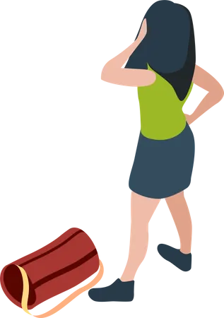 Female tourist with bag  Illustration