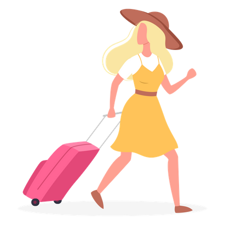 Female tourist with luggage Illustration