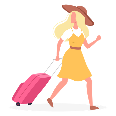 Female tourist with luggage  Illustration