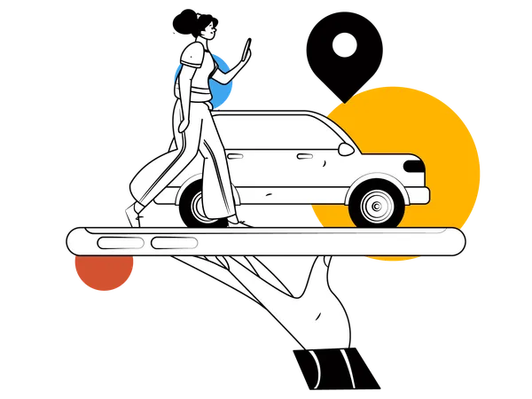 Female tracking Cab location  Illustration