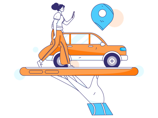 Female tracking Cab location  Illustration