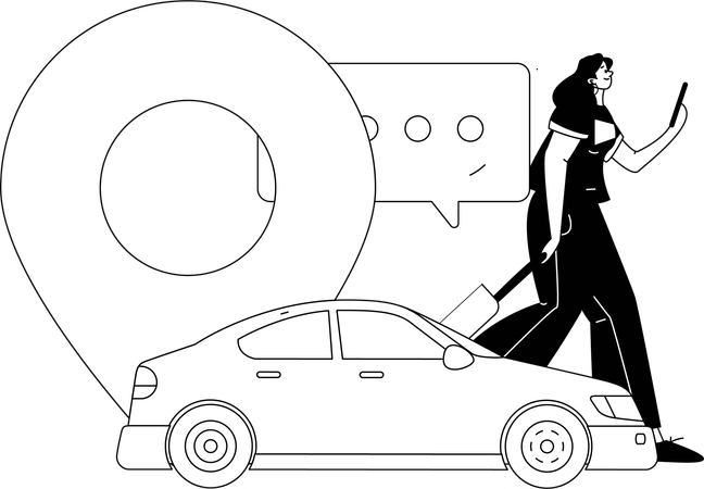 Female tracking cab location  Illustration