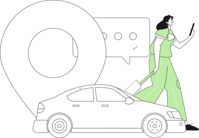 Female tracking cab location  Illustration