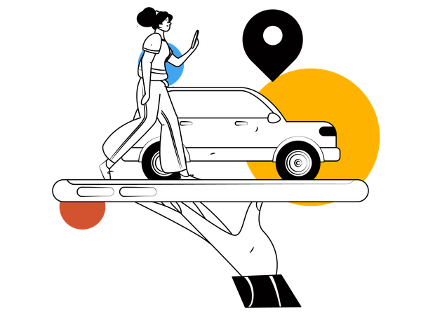 Female tracking Cab location  Illustration