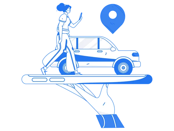 Female tracking Cab location  Illustration