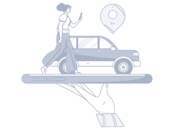 Female tracking Cab location  Illustration