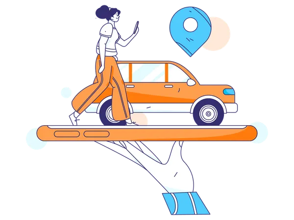 Female tracking Cab location  Illustration