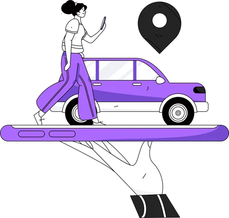 Female tracking Cab location  Illustration