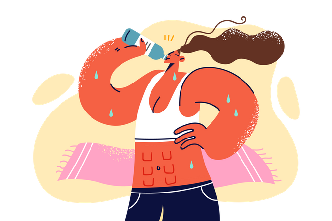 Female trainer drinking water  Illustration
