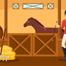 female trainer with horse illustration