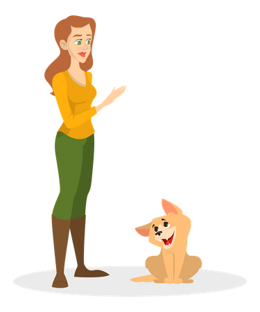 Female training pet dog Illustration