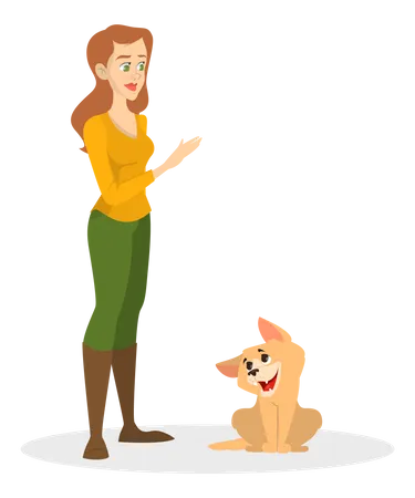 Female training pet dog Illustration