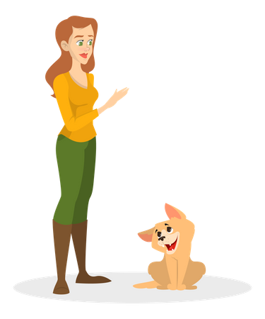 Female training pet dog  Illustration