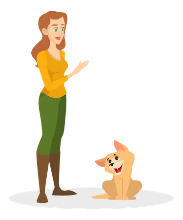 Female training pet dog  Illustration