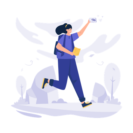 Female Travel Vlogger recording vlog  Illustration