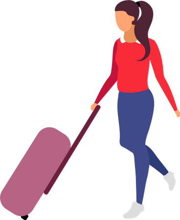 Female traveler holding luggage  Illustration