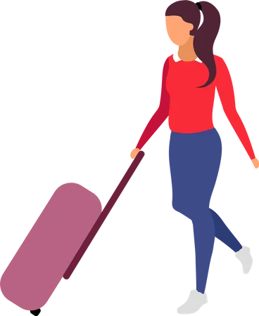 Female traveler holding luggage  Illustration