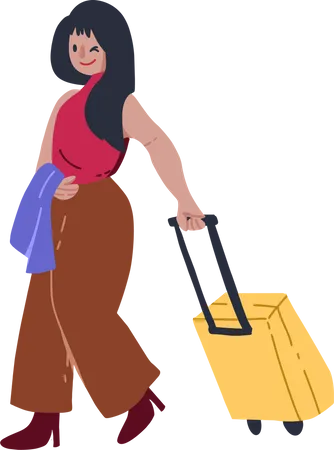 Female Traveler with luggage  Illustration