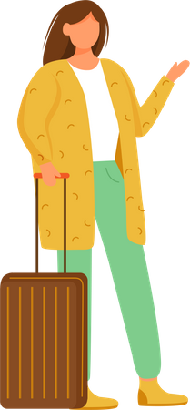 Female traveler with suitcase Illustration