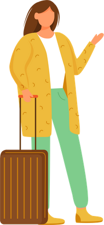 Female traveler with suitcase  Illustration