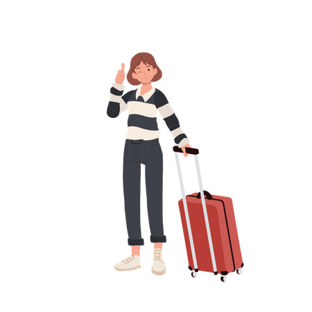 Female Traveling with travel backpack  Illustration