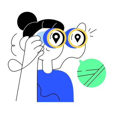 Character Based Hand Drawn Illustration Of Travel Binoculars Illustration