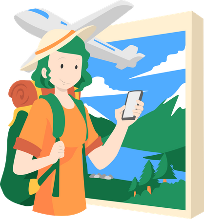 Female Travelling  Illustration