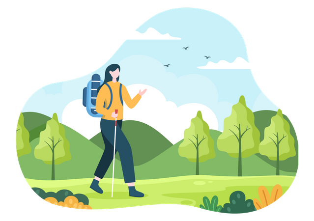 Female trekker  일러스트레이션