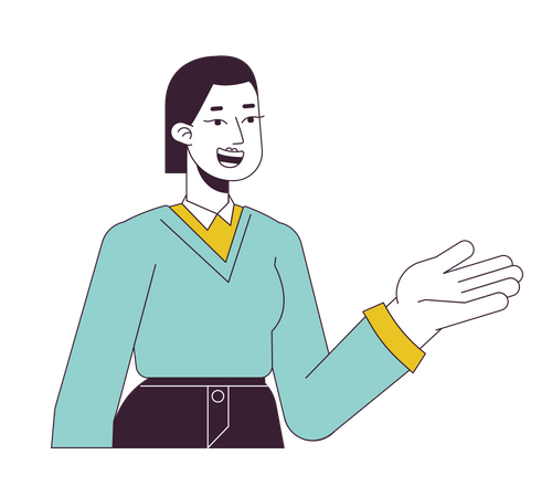 Female tutor explaining with smile  Illustration