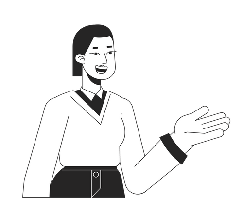 Female tutor explaining with smile  Illustration